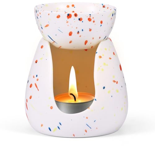 Wax Melt Burners,Ceramic Essential Oil Burner,Wax Melt Burner With Tealight Holder, Wax Burner For Essential Oils With Removable Bowl, Wax Burners For Home, Spa, Yoga & Meditation,Relaxing Gift