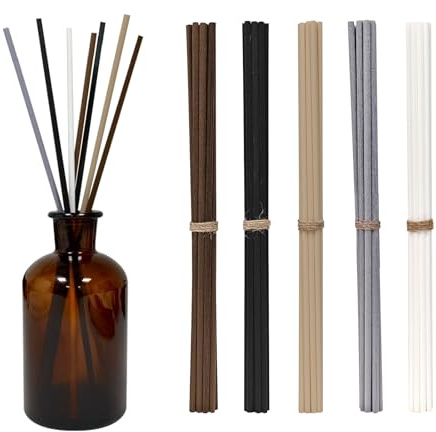 5 Mixed Colors 10inch Diffuser Replacement Sticks - 60Pcs Fiber Reed Fragrance Sticks Refill for Home and Bathroom - Rattan Essential Oil Sticks for Scented Diffuser