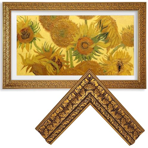 Vintage Walnut Brown TV Bezel, Antique Gilded Frame for Samsung The Frame TV 50(Fits 2021-2026 models, model codes:50LS03A/B/C/D/FA/FW) (50-LS03)
