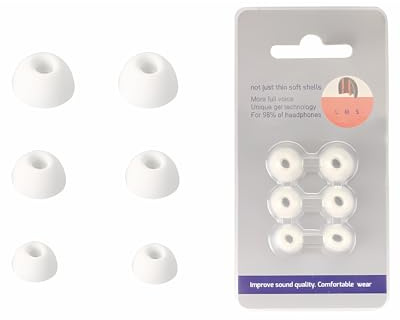 3 Paar Silikon-Ohrstöpsel für JBL Tune Beam 2, daunke Ersatz-Ohrstöpsel, 3 Verschiedene Größen (S/M/L), weich und bequem, für In-Ear-Kopfhörer, Weiß