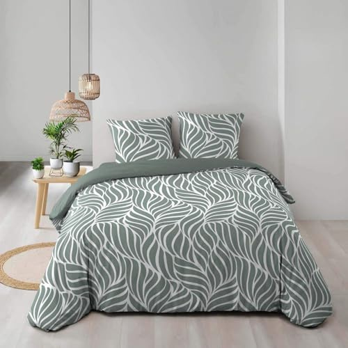 Douceur d'Intérieur, Bettwäsche-Set, 3-teilig (240 x 220 cm), Salbei, 100% Baumwolle