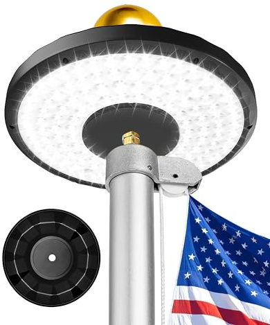 Lepwings Flag Pole Light Solar Powered, 132 LED Ultra-Bright Flag Pole Light with 2600mAh Rechargeable Battery Waterproof IP65, 3 Brightness Levels, Auto On/Off Dusk to Dawn, Solar-Powered