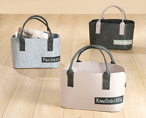 GILDE Filz Tasche Shoppingtasche Zeitungskorb L 20 x B 40 H 26 cm Kaufsüchtig beige