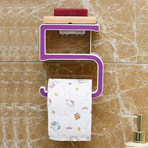 LXWS Toilettenpapierhalter Abs, Modern, Wand Aufkleben, Multifunktion, Punch-frei, Lila