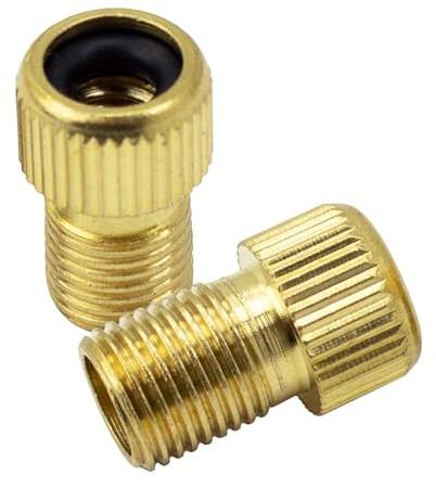 OcioDual 2X Adaptateurs de Valve Presta vers Schrader en Cuivre Dore Permet Le Gonflage des Pneus avec Une Pompe pour Vélos VTT