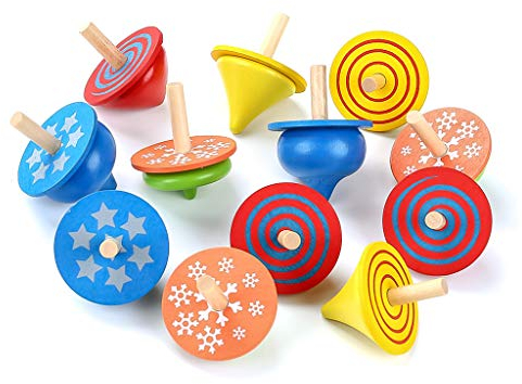 Crazy-m 12Stück Kreisel aus Holz,Holzkreisel Spielzeug Kreisel aus Holz Bunte,Holzkreisel,spielzeugkreisel Kinder!