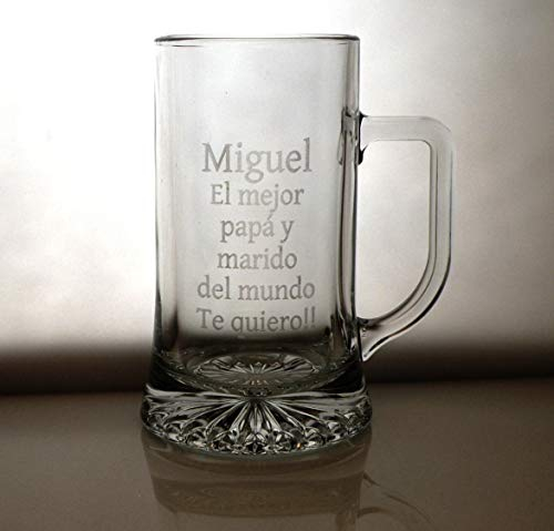Arte-Deco Jarra DE Cerveza Stern GRABADA Y Personalizada con EL Texto O DEDICATORIA Que Usted DESEE. Regalo para cumpleaños, Aniversario, Hombre, Mujer y Cualquier celebración