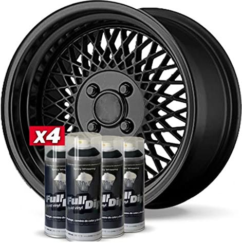 AutoFullCar Pack 4 Sprays Vinyle Liquide Full Dip Noir MÉTALLISÉ