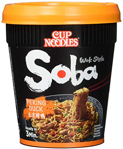 Nissin Cup Noodles Soba Cup – Peking Duck, 1er Pack, Wok Style Instant-Nudeln japanischer Art, mit Würzsauce, Ente & Gemüse, schnell im Becher zubereitet, asiatisches Essen (87 g)