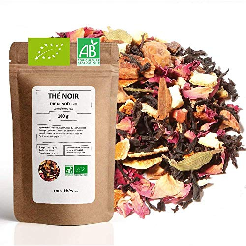 Thé Noir de Noël Bio - Orange cannelle - 100g (40 tasses) - Thé en vrac 100% Agriculture Biologique - Mes-Thés