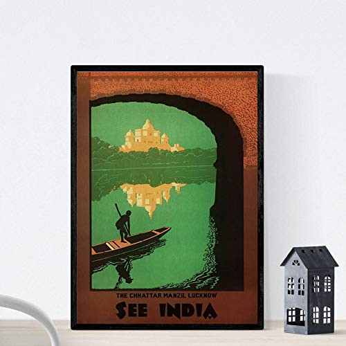 Nacnic Vintage Poster Vintage Poster Asien. Rio Ganges, Indien. A3 Größe