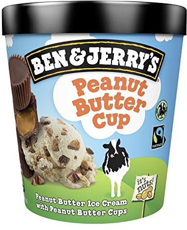 Ben & Jerry's Becher Eiscreme Peanut Butter Cup für Erdnussbutter Liebhaber nach Fairtrade-Standards 465 ml 1 Stück