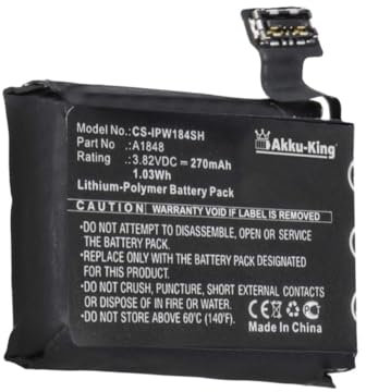 Akku-King Akku kompatibel mit Apple A1848 - Li-Polymer 270mAh - für Watch Series 3 4G / LTE 38mm, A1858