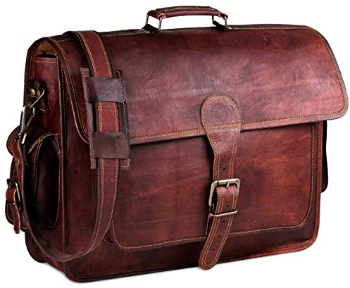 Hulsh - Bolsa de cuero para ordenador portátil de 18 pulgadas, para hombre o bolso de cuero para hombre con acolchado para esta funda de piel para portátil de Hulsh
