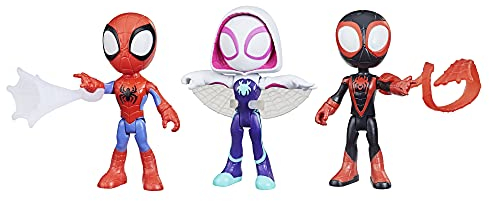 Hasbro Marvel Spidey e i Suoi Fantastici Amici, confezione da 3 action figure, action figure in scala da 10 cm, contiene 3 action figure e 3 accessori, dai 3 anni in su, Esclusiva Amazon