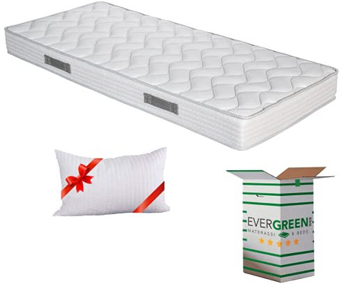 EVERGREENWEB Matratze 90x200 aus Polyurethanschaumstoff WATERFOAM, Höhe 16 cm, Ergonomisch mit Kissen aus Memory Foam Flocken, Bezug Weiß, Orthopädisch Massage-Effekt, Für alle Betten & Lattenroste