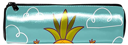 Lustige Ananas mit Rettungsring aus Leder Stifteetui Münzbörse Kosmetiktasche Make-up-Tasche für Studenten Schreibwaren Schule Arbeit Büro Aufbewahrung