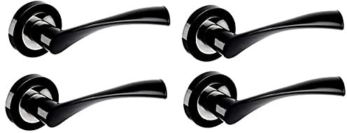 Haven Heritage ® Astrid Internal Door Handles in Matt Black & Chrome on Rose - Rose Diameter Approx 51cm Sold as 4 Pairs