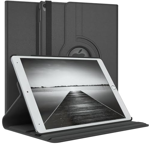 EAZY CASE - Funda para iPad Pro 10,5 Protectora Tablet Smart Cover Soporte Giratorio Estuche Plegable 360° rotativo con función Atril Cuero sintético Negro