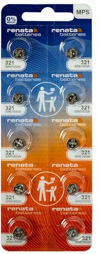 Renata 321 SR616SW Lot de 10 piles de montre à l'oxyde d'argent 321 1,55 V