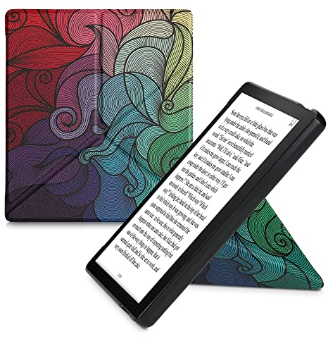 kwmobile Coque liseuse Compatible avec Amazon Kindle Oasis 10. Generation - Coque étui de Protection à Rabat en Simili Cuir - Fuchsia-Bleu-Vert
