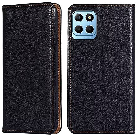 HONLEN Funda Compatible con Honor 70 Lite 5G / Honor X8 5G / Honor X6 Carcasa, (6.5 Inches) Magnético Cartera Cuero Case, 2 Ranura Tarjeta Movil Cover Negro - Negro