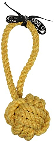 EBI, Are You Knots' Ball mit Schnalle, 20 cm, Gelb, mit Schlaufe zum Apportieren und Ziehen, Feste gedrehte Baumwolle, gelbe, bis zum Herzen, trägt zu gesunden Zähnen und Zahnfleisch bei