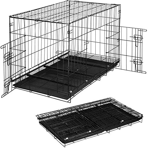 SPRINGOS Jaula de rejilla para interior con bañeras de suelo, dos puertas, 100 x 70 x 60 cm