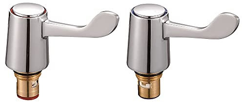 KEDWILL® Tap Revivers Kit 1/2” Lever Head Basin Sink Taps Mixers Bidet Handles Quarter Turn Valves Cartridges (Hot/Red & Cold/Blue Indicator) Replacement(2 Pack/Pair)