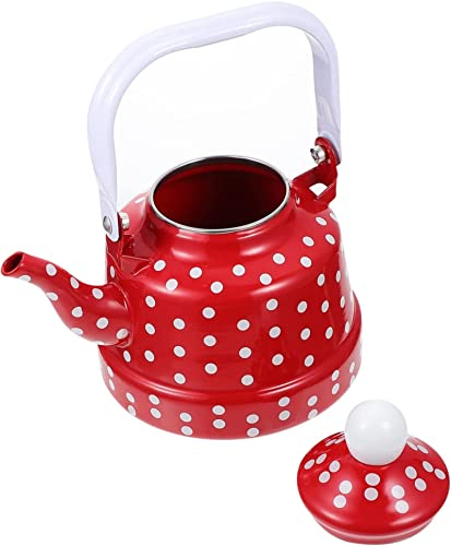 Hervidor de té esmaltado, hervidor de agua silbante superior, 1. Hervidor de café de 1 l, calentador de leche de calentamiento de agua antiguo para el hogar, restaurante, cocina, exterior, blanco (P