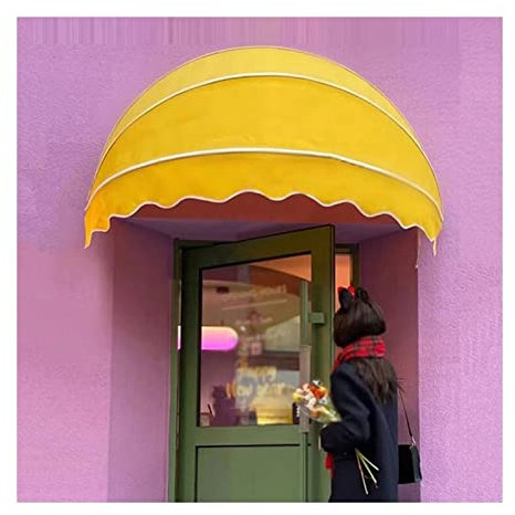 XLIHAWY Fenstermarkise Im Französischen Kuppelstil, Zusammenklappbares Halbkugelförmiges Türvordach, Wasserdichter Dekorativer Sonnenschirm Unterstand (Farbe : Gelb, Größe : 60x30cm)