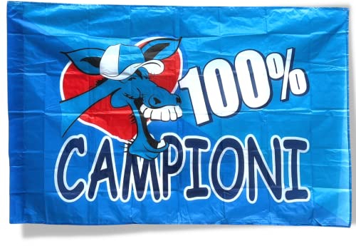 NARAMAKI Bandiera Napoli 100% Campioni - Bandiera 90x140 cm - con Passante per Asta
