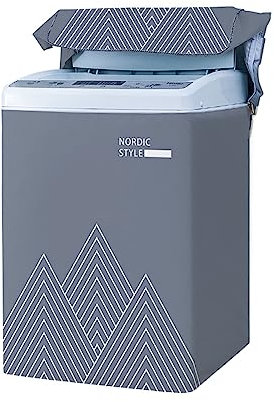 Odot Druck Waschmaschinenabdeckung Toplader Staubdichte wasserdichte Sonnenfest Abdeckungen für Waschmaschine Trockner Waschtrocknerabdeckung Passend für Meisten Top (Grau,XS (2-4.2kg))