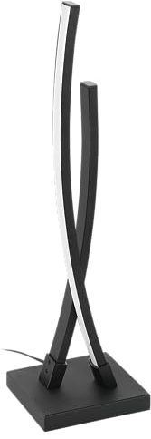 EGLO LED Tischlampe Alboraya, minimalistische Nachttischlampe, Tischleuchte aus Metall in Schwarz und Kunststoff in Weiß, Deko Lampe Wohnzimmer, warmweiß