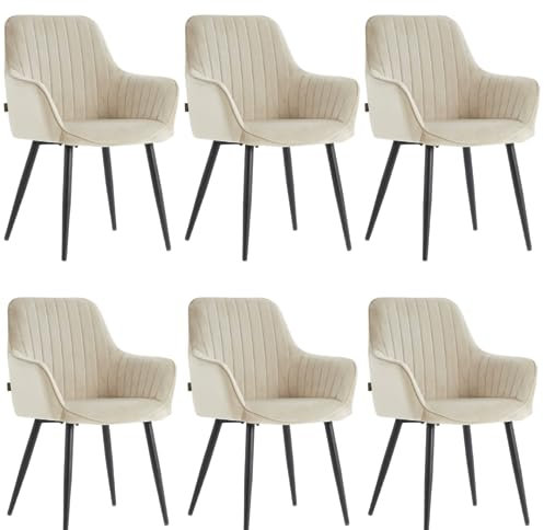 Colenis - Chaise de salle à manger Veli - Lot de 6 - Beige