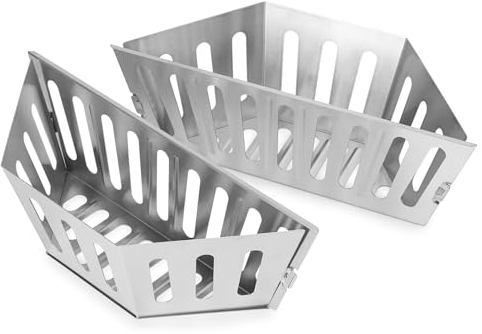 Stanbroil Kohlekorbhalter für Weber 55,9 cm und 66 cm Holzkohlegrills, robuster Edelstahl-Holzkohlebehälter für Brikett, Holzspäne (2 Stück)