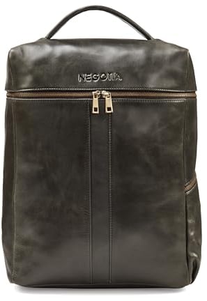 Negotia Kova Rucksack 15,6 Zoll Schwarz – Echtleder Laptoprucksack Herren aus Vollnarben-Nappaleder, Business Backpack, Tagesrucksack bis 16 Zoll