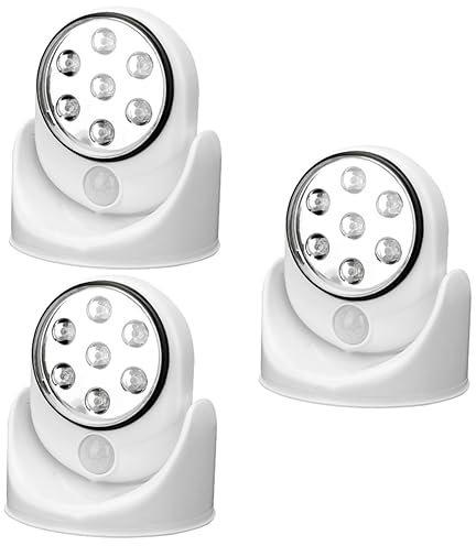 DOITOOL 3 Stück 180 Treppenlichter Wandleuchten Mit Bewegungssensor Led-wandleuchten Lichter Im Freien Nachtlicht Bewegungssensor Dimmbares Nachtlicht Weiß Rotieren Flurlicht Perlmutt