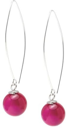 Handgefertigte Damen Ohrringe aus 925 Sterling Silber mit Natürlichen Edelsteinen - 12mm Kugel-Perlen Grün, Rot, Rosa, Lila, Weiß - Elegante Tropfen-Ohrringe (Rosa Rosenachat)