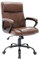 LONXIU Chefsessel Braunes Leder, Bürostuhl mit gepolsterten Armlehnen, Ergonomischer Computer-Drehstuhl, Pneumatisch Verstellbarer Bürostuhl im Retro-Design