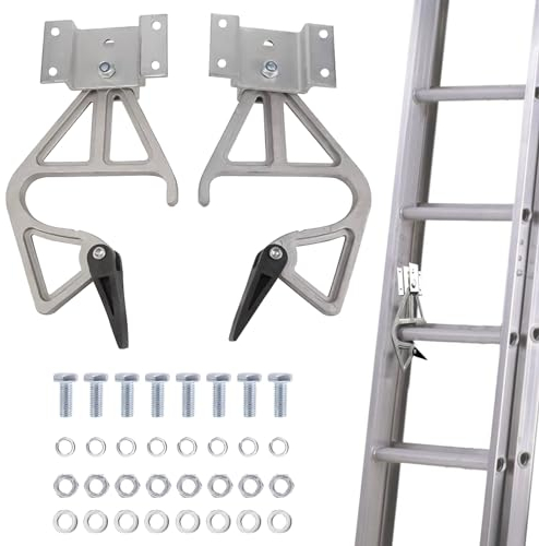 2PCS Roof Ladder Hook kit, Universal Roof Hook Ladder Kit with Wheel, Ladder Accessory with Rubber Grips, 500 lbs Weight Ratin(Orange) (B)