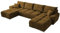 BROMARKT Ecksofa mit Schlaffunktion 372x184x85 cm - Kollektion NUBES U - Wohnlandschaft U Form - Eckcouch mit Bettkassen - Sofa U Form- Sofa 5-7 Sitzer - Braun