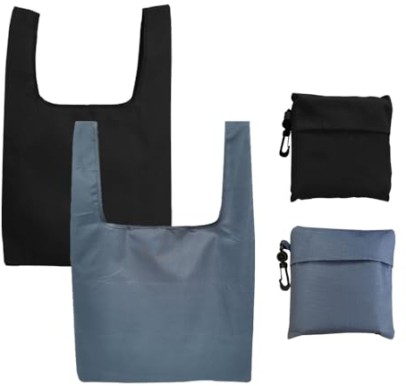 EVOHDAH Einkaufstasche Faltbar 1Stücke Wiederverwendbare Einkaufstaschen, Tägliche Shopping Bag Umweltfreundliche Einkauf-tasche, Faltbare Tote Bag Einkaufstüten Tragbare Langlebig (2pcsgrautiefblau)