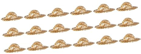 ERICAT 18 Stück Cocktail-Dekorationshut, mexikanischer Sombrero, Sombreros-Puppen for Puppenhaus, Mini-Strickmützen, Mini-Strohhüte for Basteln, Fascinator, Cocktailhut, Rattan, DIY-Strohhüte/768