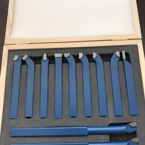 11PCS Lathe Turning Milling Cutting Tool, Carbide Tip Tipped Cutter Tool Bit Turning Cutting Set for Metal Lathe Tooling(12x12 mm)