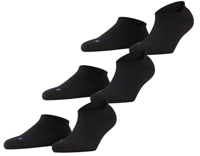 FALKE Unisex Sneakersocken Cool Kick Sneaker Multipack U Sn weich atmungsaktiv schnelltrocknend kurz einfarbig 3 Paar, Schwarz Black 3000, 44-45
