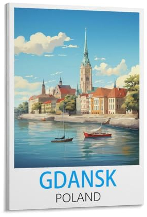 Vintage-Reiseposter, Motiv: Danzig, Polen, 40 x 60 cm, Leinwand, Wandkunst, Gemälde, Dekoration, Wohnzimmer, Schlafzimmer, Dekoration