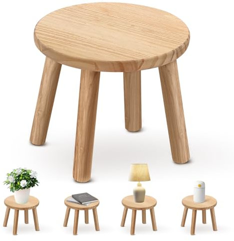CTSC Wooden Stool - Small Table for Plants, Sturdy Side Table for House Plants, Bedroom Bedside