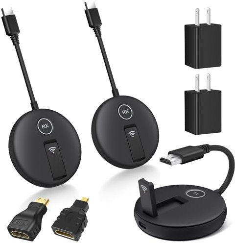 Wireless HDMI zwei Empfänger und ein Sender, 165 Fuß/50 m, @60 fps, bis zu 4 RX(TVs), 2,4/5 GHz drahtlos auf mehrere Monitore, HDMI Wireless Adapter für TV-Box/Kamera