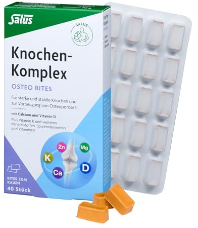 Salus – Knochen-Komplex Osteo – Bites zum Kauen – 1x 40 Kautabletten (112 g) – Für starke und stabile Knochen – mit Calcium und Vitamin D